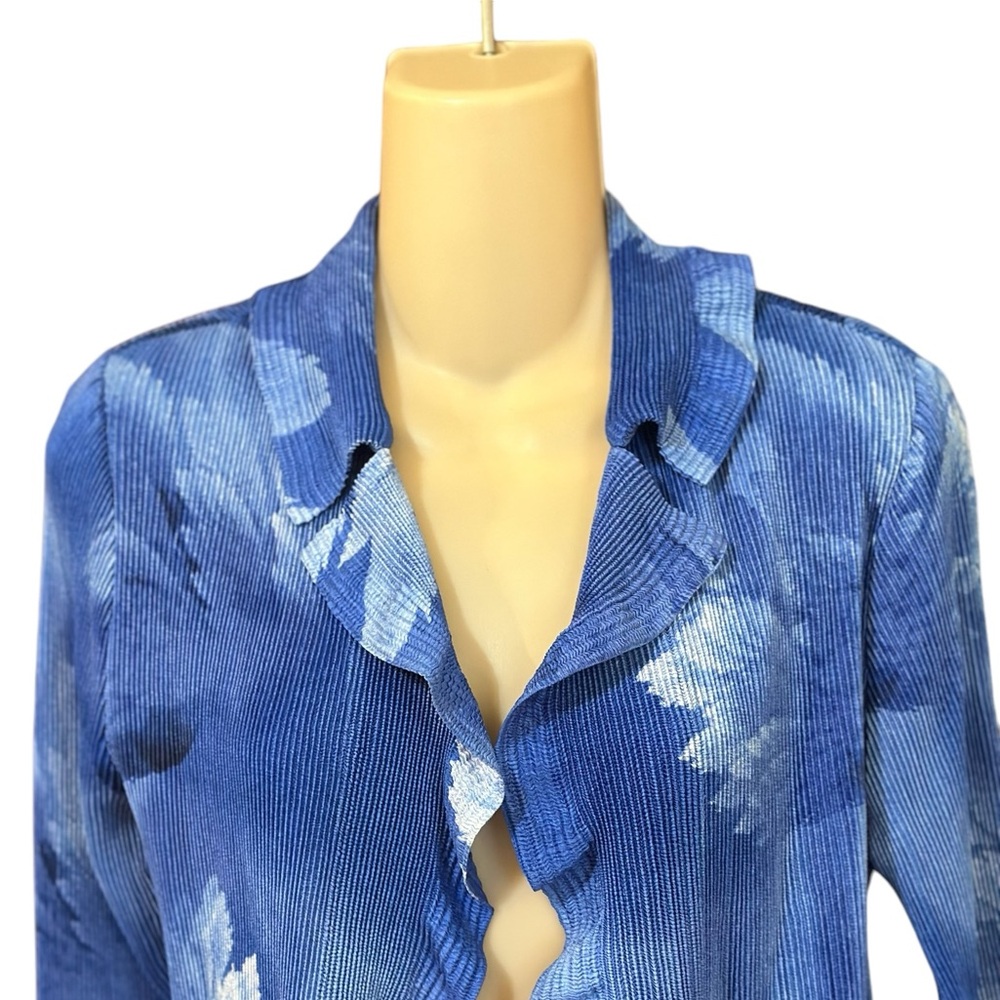 Caeliann Ruffled Blue Print Open Front Jacket‎ - Picture 3 of 15